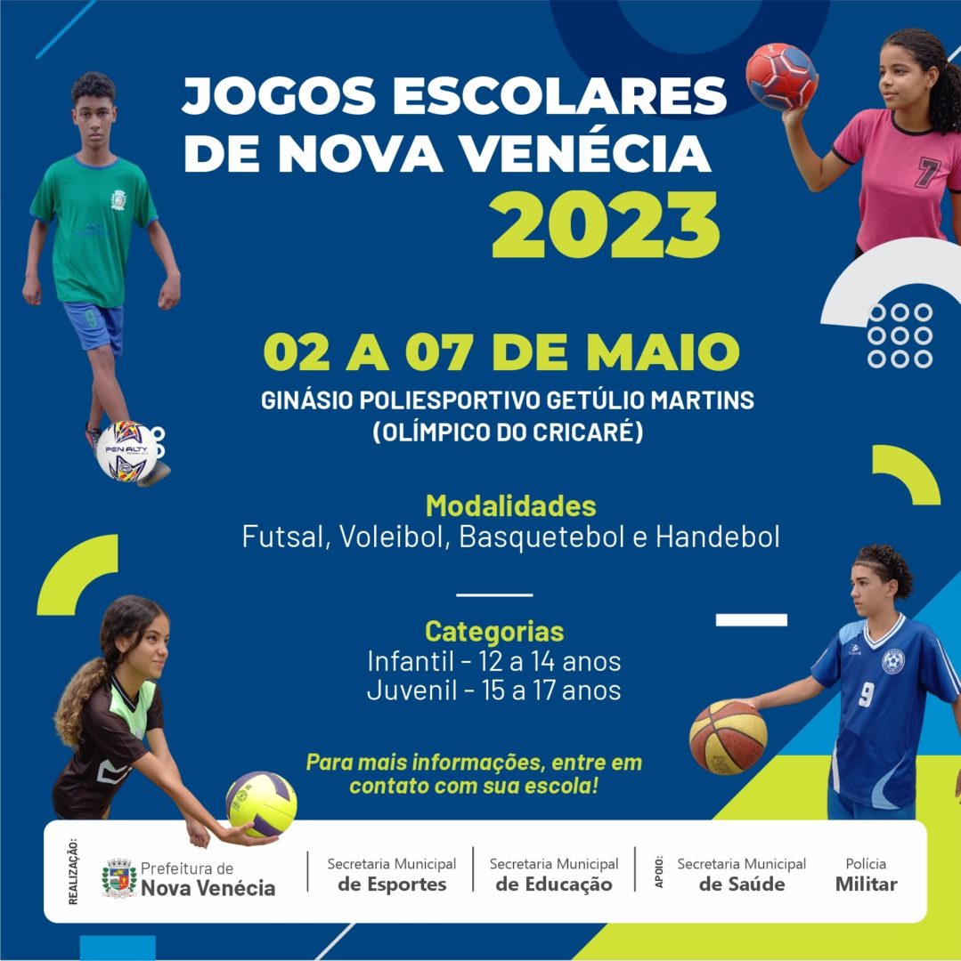 Jogos Escolares de Nova Venécia 2023 começam em 02 de maio